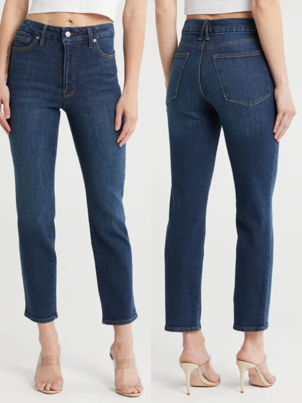 GOOD AMERICAN Always Fits Classic Jeans Skinny Straight Leg Indigo Wash Size 6